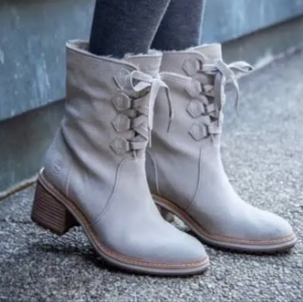 Timberland Womens Sienna Suede High Waterproof Mid Faux Fur Lined Lug Heel Boot - Picture 2 of 16